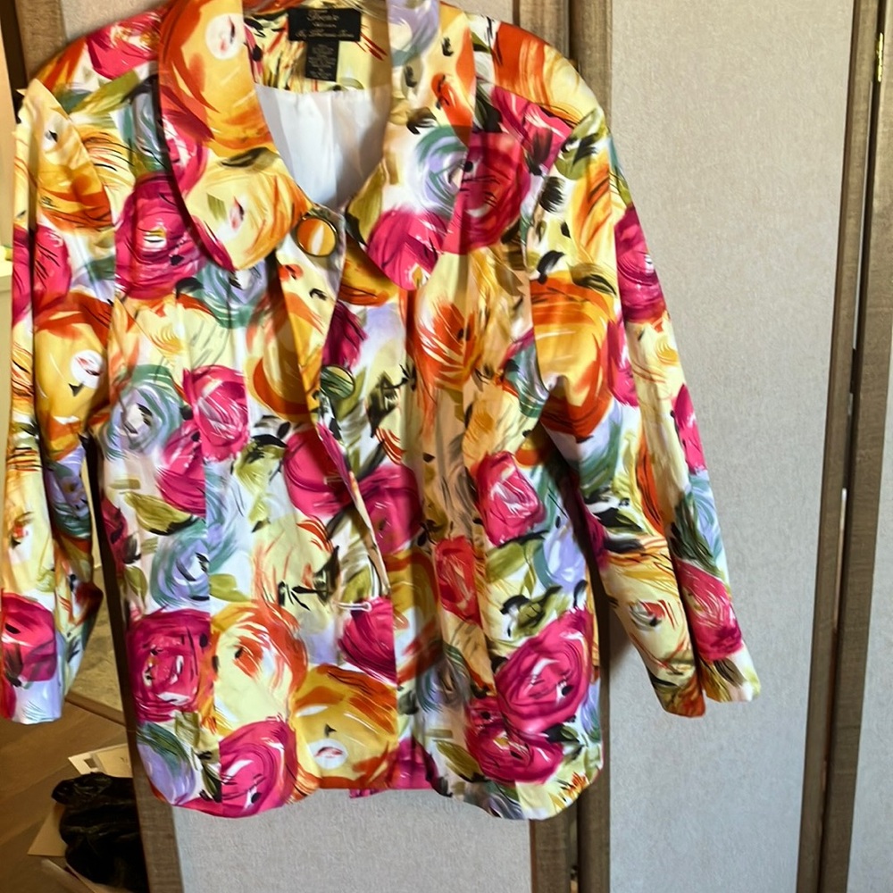 FINAL MARKDOWN Floral Women's Jacket - Multicolor 1X